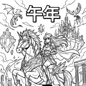 午（うま）干支６の無料塗り絵イラスト（知育・高齢者レク用）