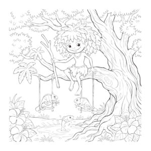 キジムナーの無料塗り絵イラスト（知育・高齢者レク用）