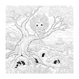 キジムナー４の無料塗り絵イラスト（知育・高齢者レク用）