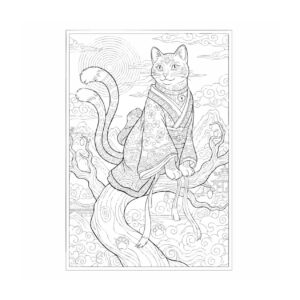 猫又３の無料塗り絵イラスト（知育・高齢者レク用）