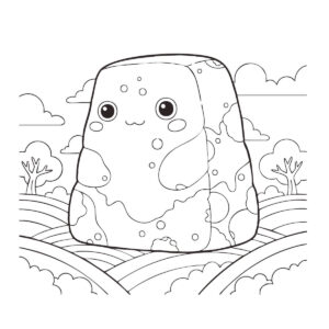 ぬりかべ２の無料塗り絵イラスト（知育・高齢者レク用）