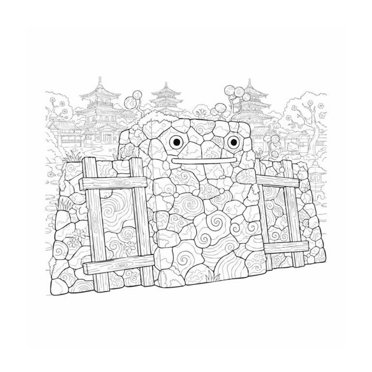 塗り壁の無料塗り絵イラスト（知育・高齢者レク用）