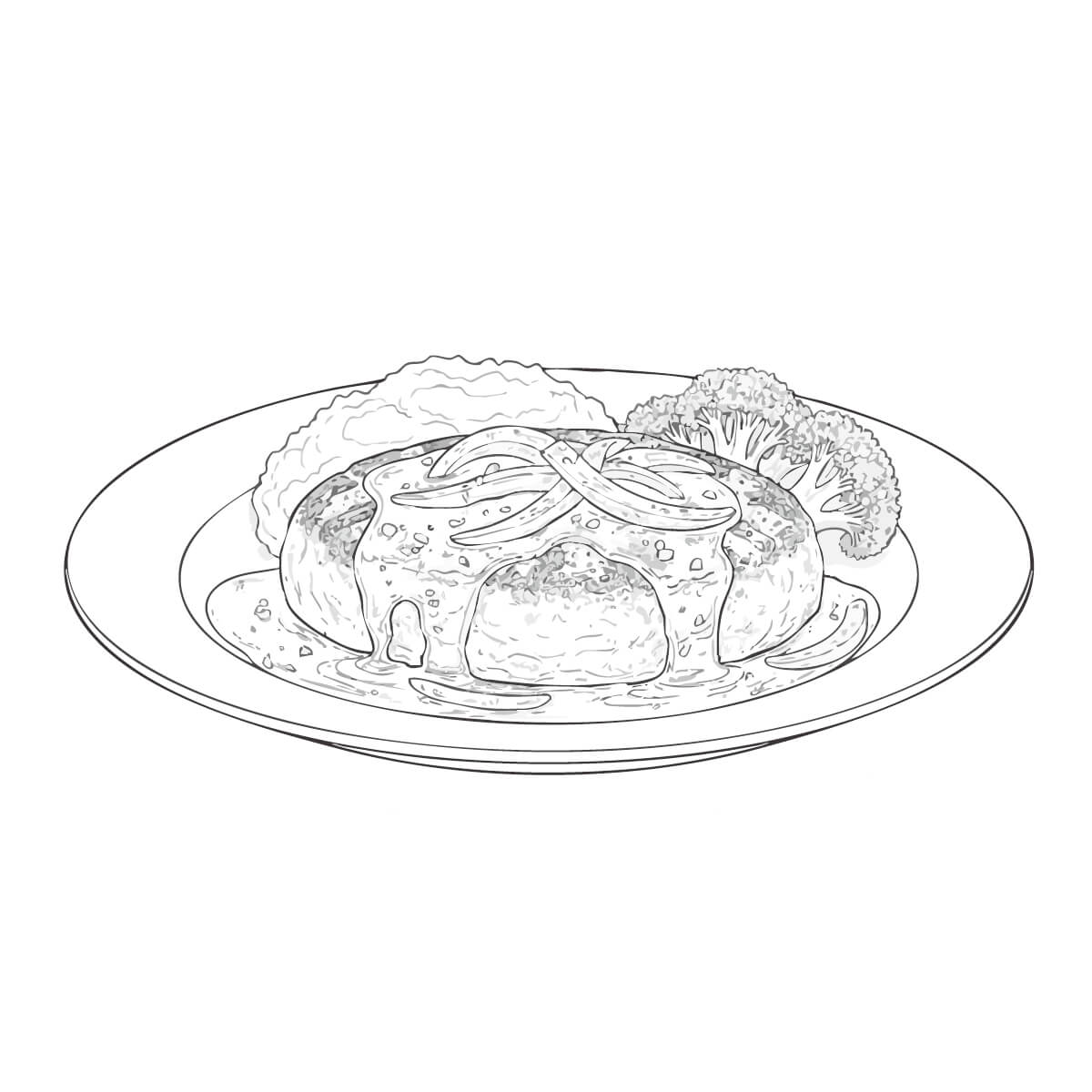 オニオンソースのハンバーグ