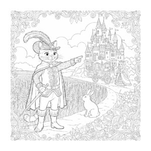 長靴をはいた猫２の無料塗り絵イラスト（知育・高齢者レク用）