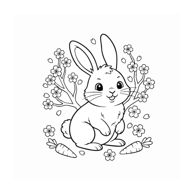 卯（う）干支の無料塗り絵イラスト（知育・高齢者レク用）