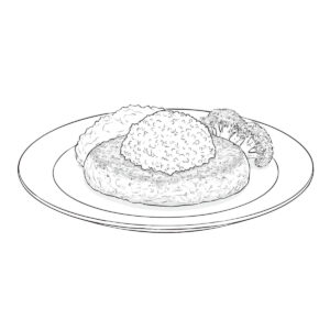 Free printable Hamburg steak with grated daikon coloring page