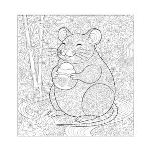 子（ね）干支２の無料塗り絵イラスト（知育・高齢者レク用）
