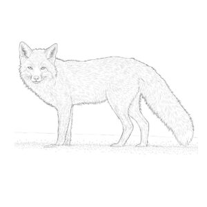 アカギツネ（狐）の無料塗り絵イラスト（知育・高齢者レク用）