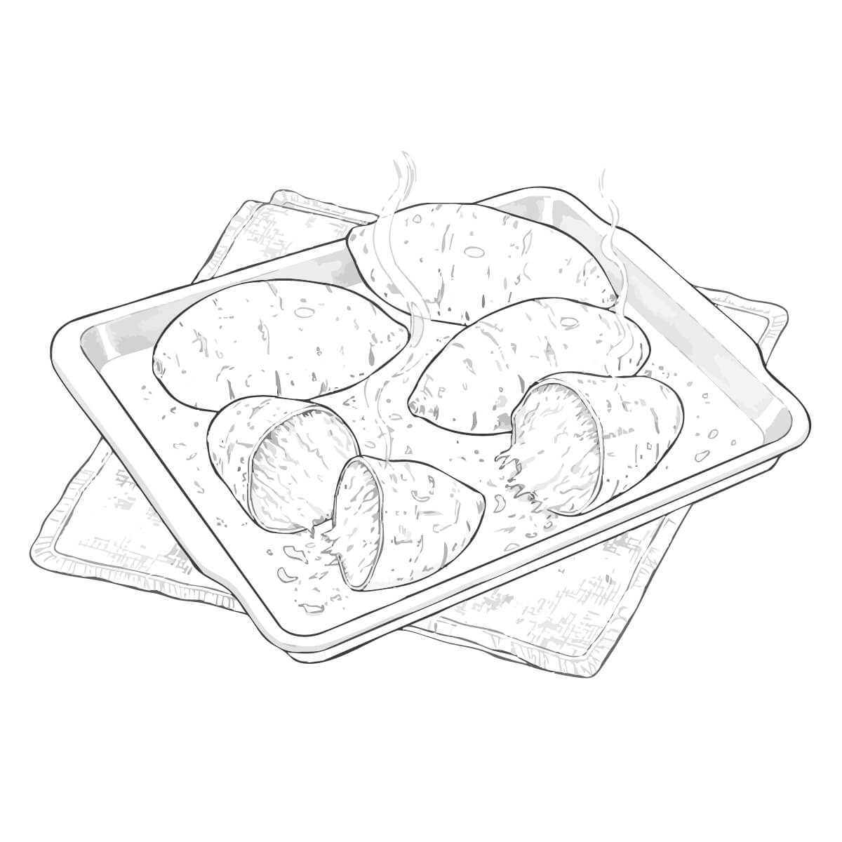 トレーの上の焼き芋