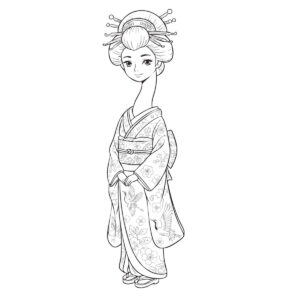 ろくろ首の無料塗り絵イラスト（知育・高齢者レク用）