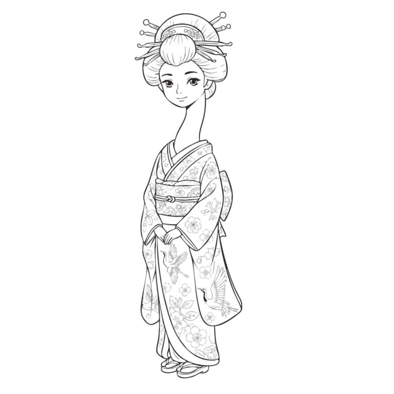 ろくろ首の無料塗り絵イラスト（知育・高齢者レク用）
