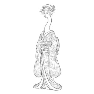 ろくろ首の無料塗り絵イラスト（知育・高齢者レク用）