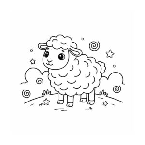 未（ひつじ）干支の無料塗り絵イラスト（知育・高齢者レク用）