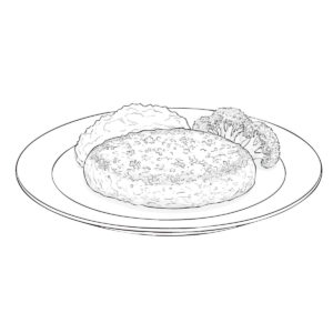 ハンバーグの無料塗り絵イラスト（知育・高齢者レク用）