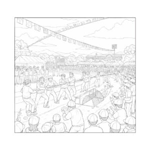 運動会３の無料塗り絵イラスト（知育・高齢者レク用）
