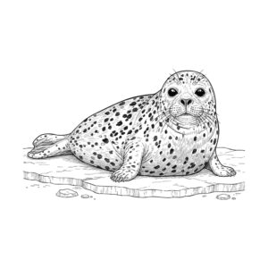 ゴマフアザラシ（アザラシ）の無料塗り絵イラスト（知育・高齢者レク用）