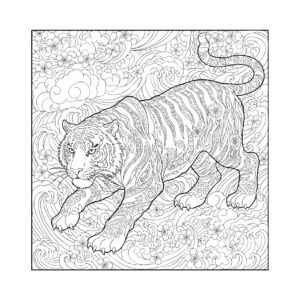 寅（とら）干支２の無料塗り絵イラスト（知育・高齢者レク用）