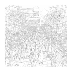 酉の市３の無料塗り絵イラスト（知育・高齢者レク用）