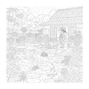 梅雨３の無料塗り絵イラスト（知育・高齢者レク用）
