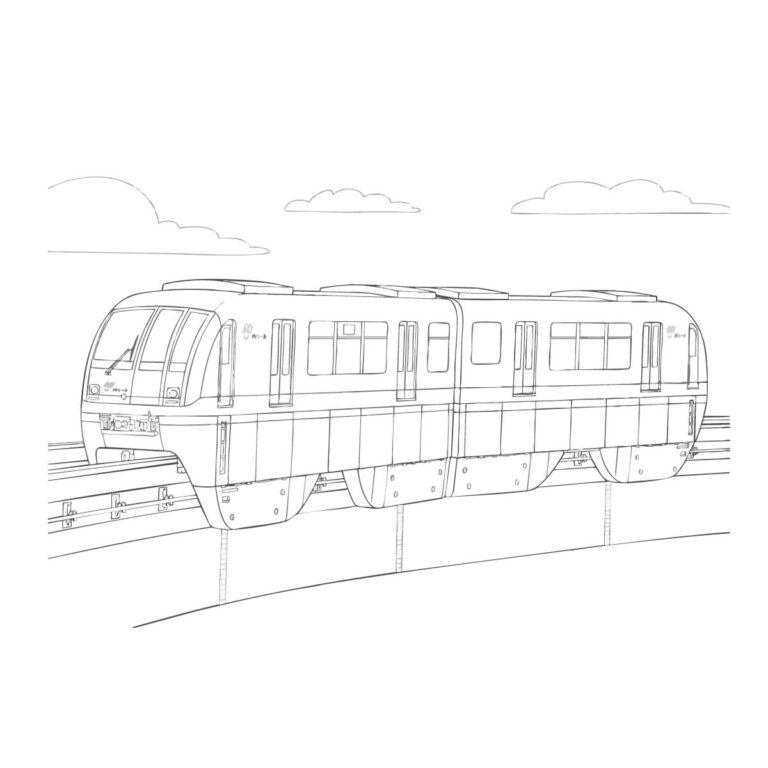 ゆいレールの無料塗り絵イラスト（知育・高齢者レク用）