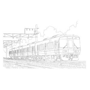 大阪環状線 221系の無料塗り絵イラスト（知育・高齢者レク用）