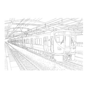 大阪環状線 225系の無料塗り絵イラスト（知育・高齢者レク用）