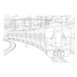 東海道線 JR西日本 225系100番台の無料塗り絵イラスト（知育・高齢者レク用）
