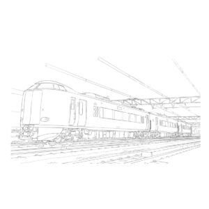 特急はるか　271系の無料塗り絵イラスト（知育・高齢者レク用）