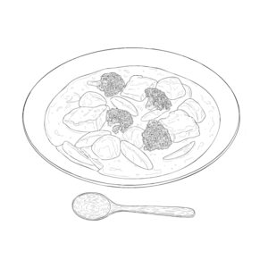 クリームシチューの無料塗り絵イラスト（知育・高齢者レク用）