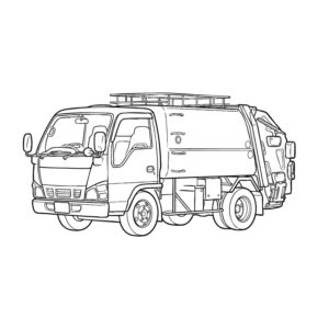 ゴミ収集車（パッカー車）の無料塗り絵イラスト（知育・高齢者レク用）