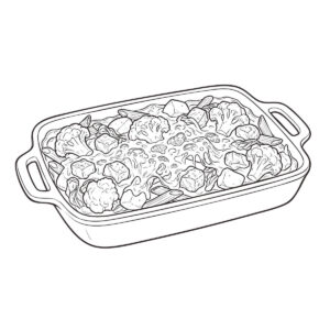 マカロニグラタンの無料塗り絵イラスト（知育・高齢者レク用）
