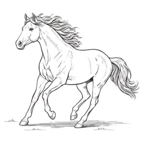 馬の無料塗り絵イラスト（知育・高齢者レク用）