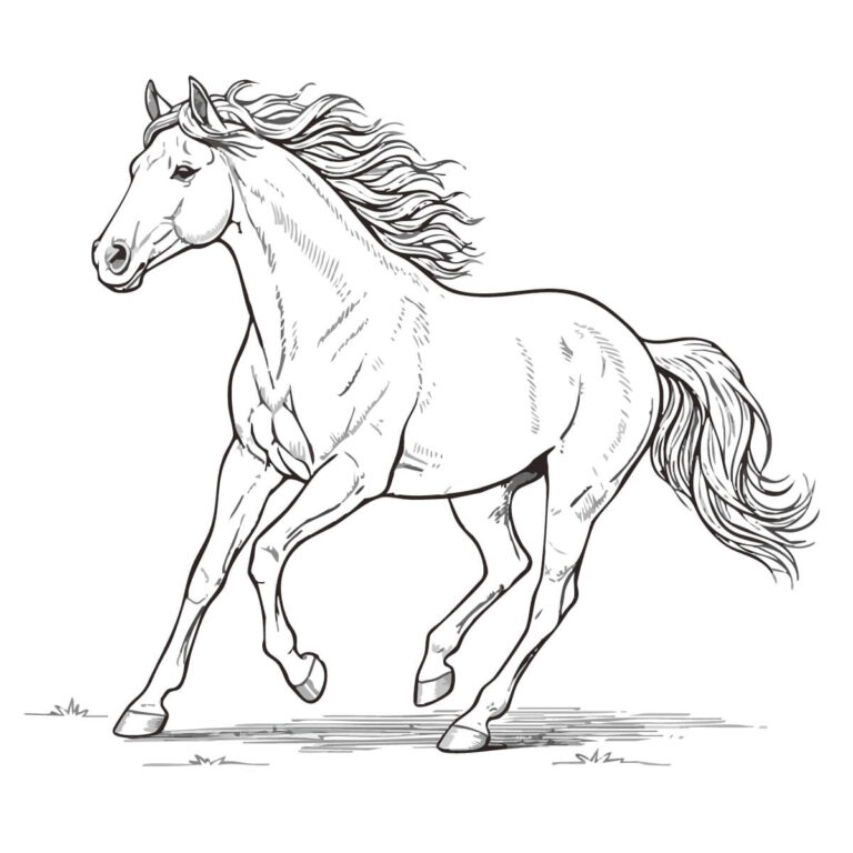 馬の無料塗り絵イラスト（知育・高齢者レク用）