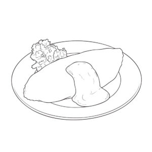 オムライスの無料塗り絵イラスト（知育・高齢者レク用）