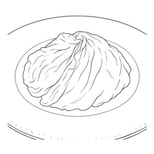 ふわとろオムライスの無料塗り絵イラスト（知育・高齢者レク用）