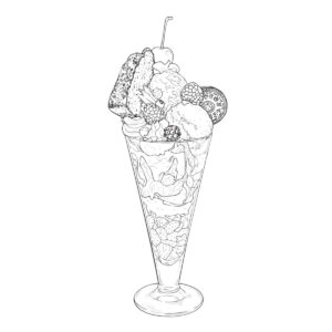 パフェの無料塗り絵イラスト（知育・高齢者レク用）
