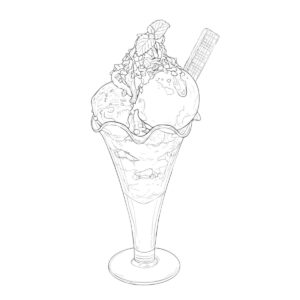 パフェの無料塗り絵イラスト（知育・高齢者レク用）