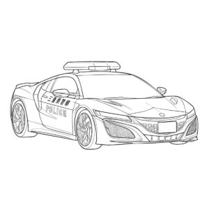パトカー　NSX 三重県警の無料塗り絵イラスト（知育・高齢者レク用）