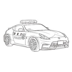 パトカー　フェアレディZの無料塗り絵イラスト（知育・高齢者レク用）