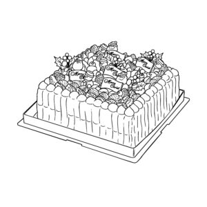 クリスマスケーキ２の無料塗り絵イラスト（知育・高齢者レク用）