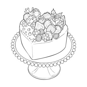 クリスマスケーキ３の無料塗り絵イラスト（知育・高齢者レク用）