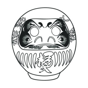達磨（だるま）の無料塗り絵イラスト（知育・高齢者レク用）