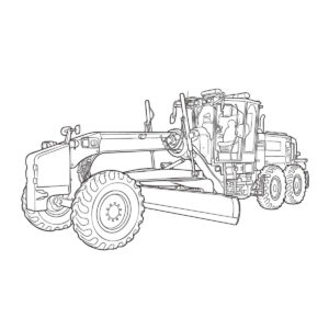 除雪グレーダの無料塗り絵イラスト（知育・高齢者レク用）