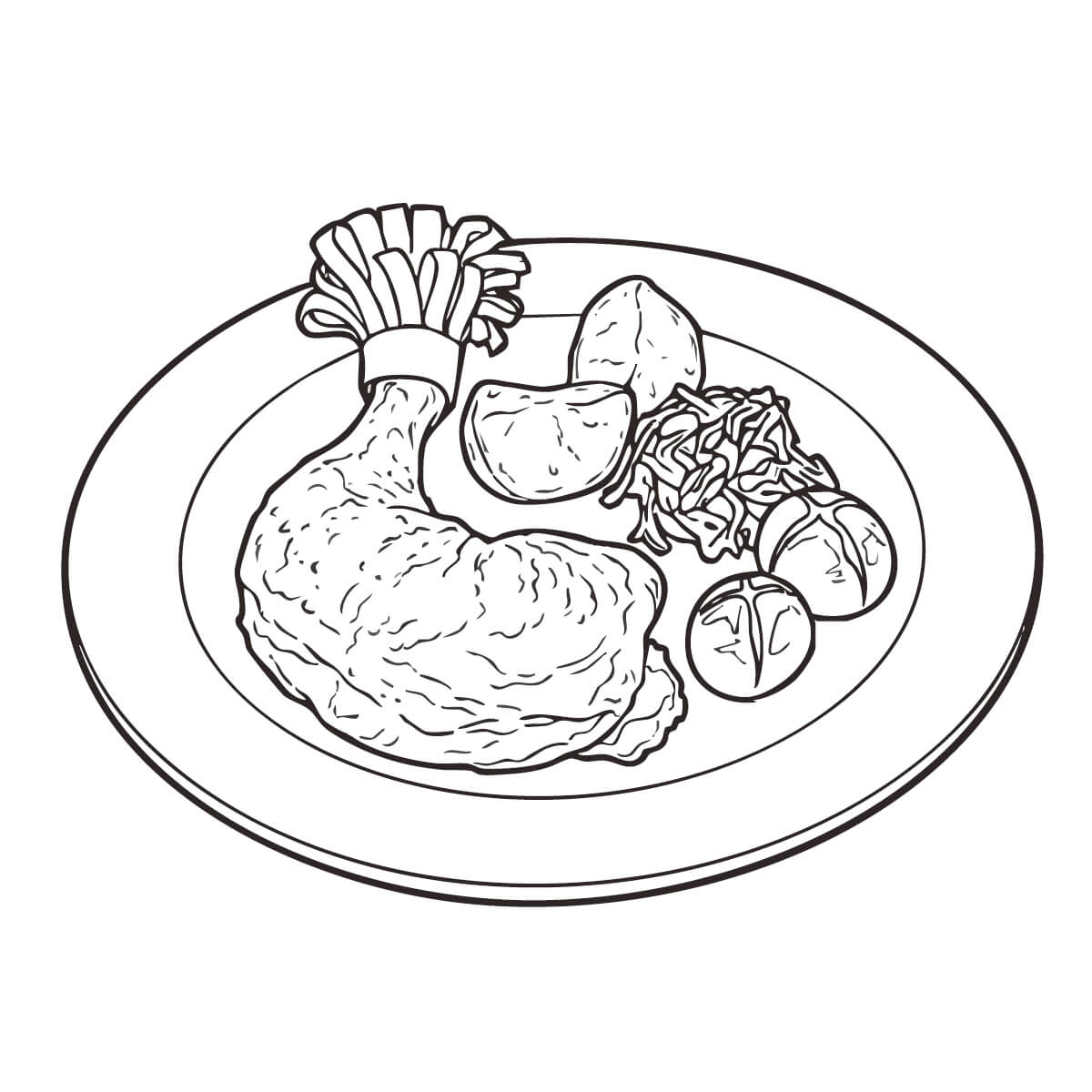 ローストチキンの塗り絵