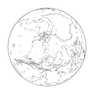 火星の無料塗り絵イラスト（知育・高齢者レク用）