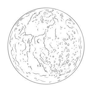 水星の無料塗り絵イラスト（知育・高齢者レク用）