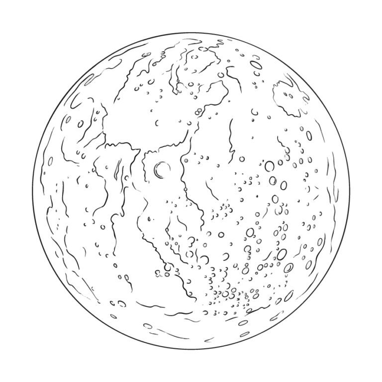 水星の無料塗り絵イラスト（知育・高齢者レク用）