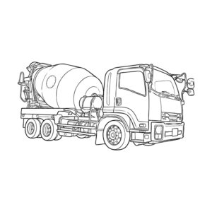 ミキサー車の無料塗り絵イラスト（知育・高齢者レク用）