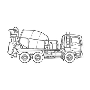 ミキサー車２の無料塗り絵イラスト（知育・高齢者レク用）