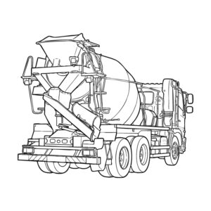ミキサー車３の無料塗り絵イラスト（知育・高齢者レク用）